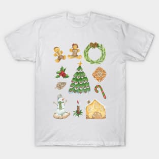 Christmas watercolor icons T-Shirt